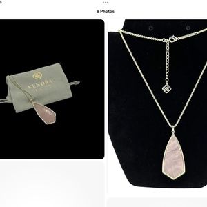 Kendra Scott Pink Rose Quartz Long Gold Necklace